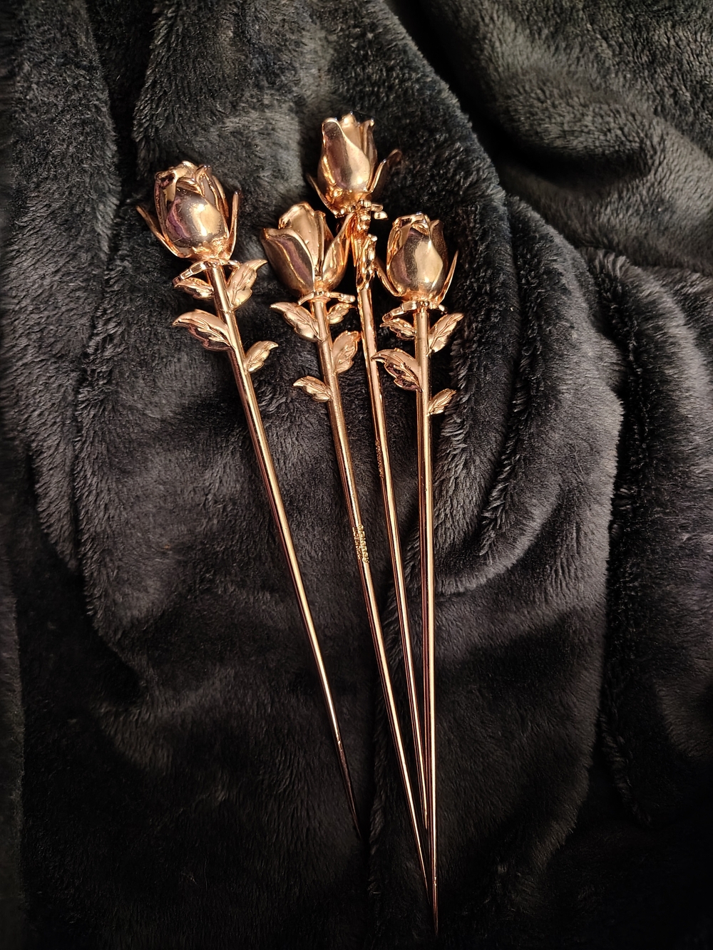 Hot Topic Rose Gold Floral Hair Sticks - Metallic Rose